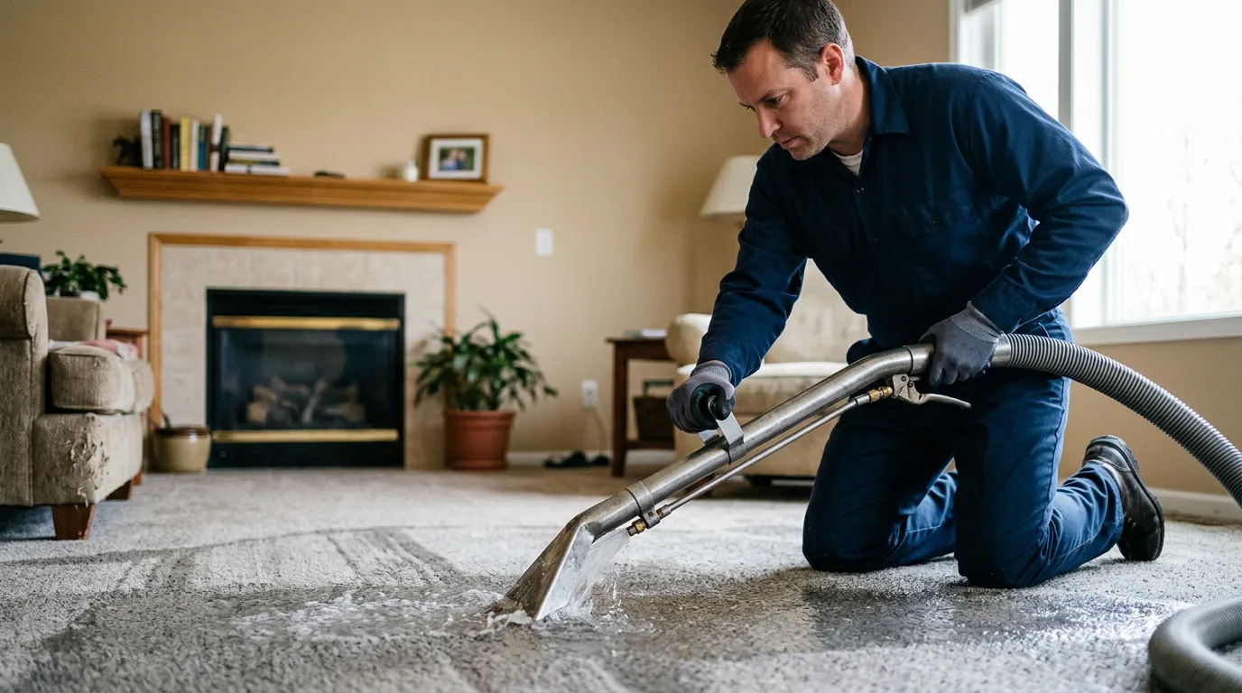 Water damage restoration technician working near Strafford, NH